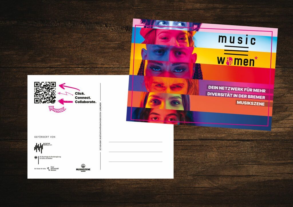 Webdesign Bremen - Webdesignerin Programmiererin - Postkarte musicHBwomen*